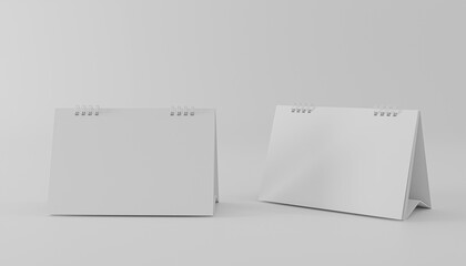 White blank paper desk calendar mockup on white background .3d illustration