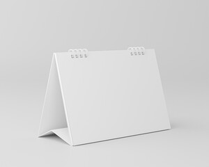 White blank paper desk calendar mockup on white background .3d illustration