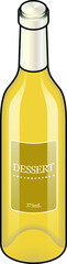A bottle of pale yellow dessert wine.