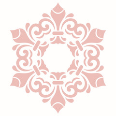 Elegant vintage vector ornament in classic style. Abstract traditional pattern with oriental elements. Classic round pink vintage pattern