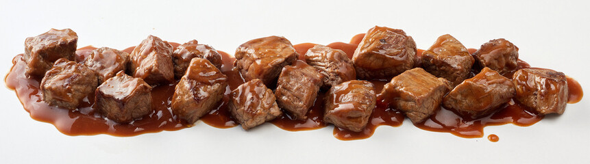 Panorama banner with beef goulash in a rich gravy