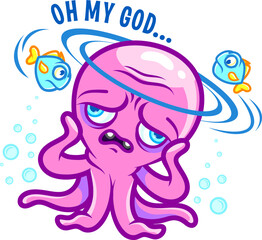 Funny vector emotions of Octopus
