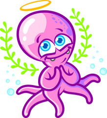 Funny vector emotions of Octopus
