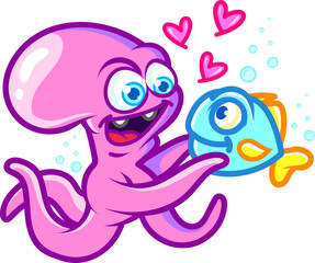 Funny vector emotions of Octopus