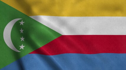 Obraz premium Comoros flag waving in the wind. National flag Union of the Comoros. 3d illustration