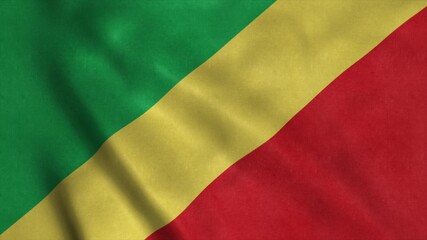 Fototapeta premium Republic of the Congo flag waving in the wind. National flag of Republic of the Congo. 3d illustration
