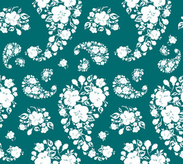 Obraz premium Seamless pattern blue motifs of flowers