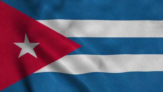 The national flag of Cuba is flying in the wind. 3d illustration