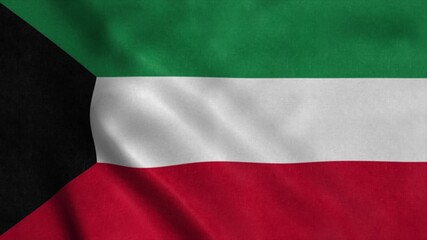 Kuwait flag waving in the wind. National flag State of Kuwait. 3d illustration