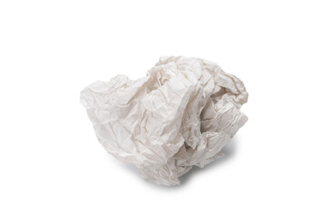 Crumpled white paper isolated on white background.