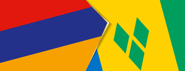 Armenia and Saint Vincent and the Grenadines flags, two vector flags.