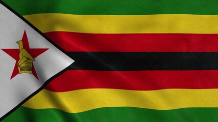 Zimbabwe flag waving in the wind. National flag Republic of Zimbabwe. 3d illustration