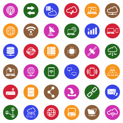 Connectivity Icons. White Flat Design In Circle. Vector Illustration.