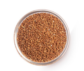 buckwheat in a bowl on a white background