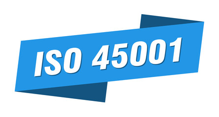 iso 45001 banner template. ribbon label sign. sticker