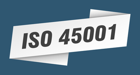 iso 45001 banner template. ribbon label sign. sticker