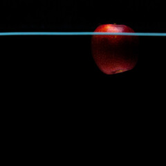 close-up. object shooting. red apple in water