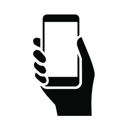 Flat vector icon mobile phone in hand.