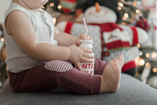 Stealing Eating And Drinking Cookies And Milk That Is For Santa Claus 