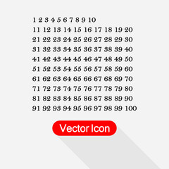 Set Of Numbers, Figures from 1 to 100 Icons Vector Illustration Eps 10