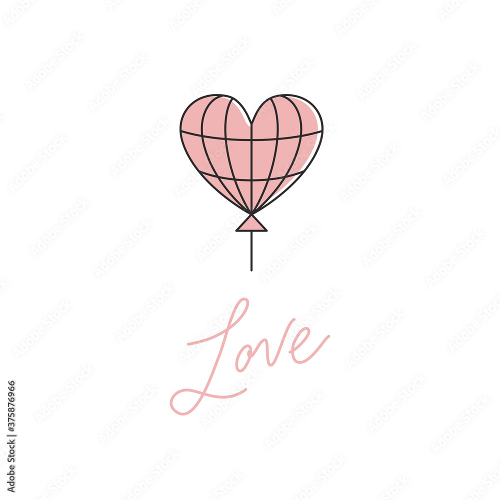 Poster Vector abstract logo design template in simple linear style - love and friendship concept - tattoo and sticker design element. Valentine's day greeting card in minimal style