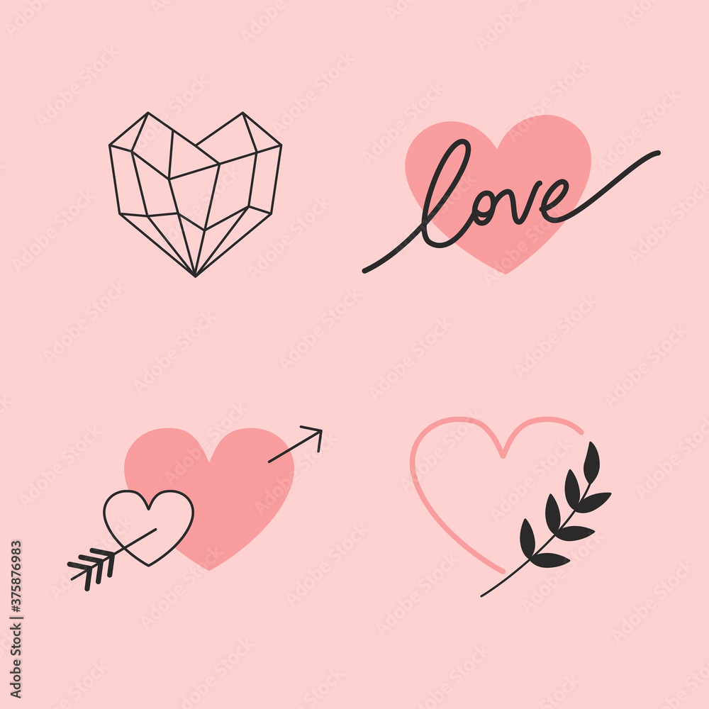 Poster vector abstract logo design template in simple linear style - love and friendship concept - tattoo a