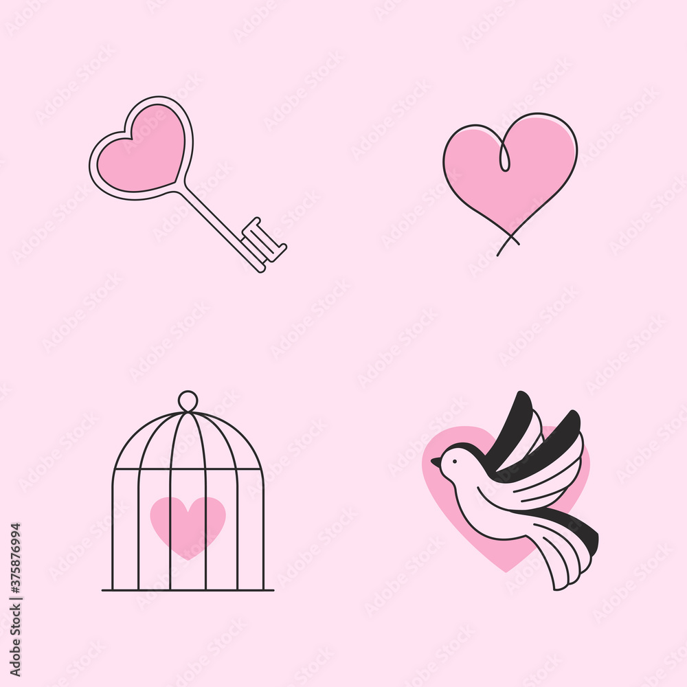 Aufkleber vector abstract logo design template in simple linear style - love and friendship concept - tattoo a