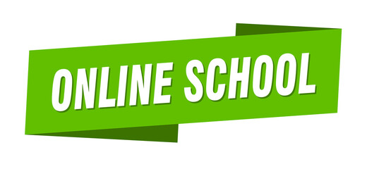 online school banner template. ribbon label sign. sticker