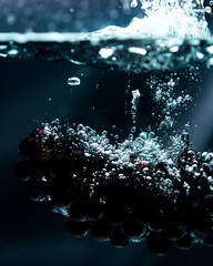close-up. object shooting. grapes in water