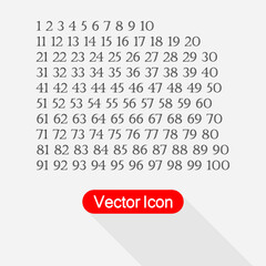 Set Of Numbers, Figures from 1 to 100 Icons Vector Illustration Eps 10