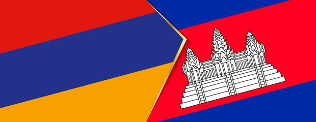 Armenia and Cambodia flags, two vector flags.