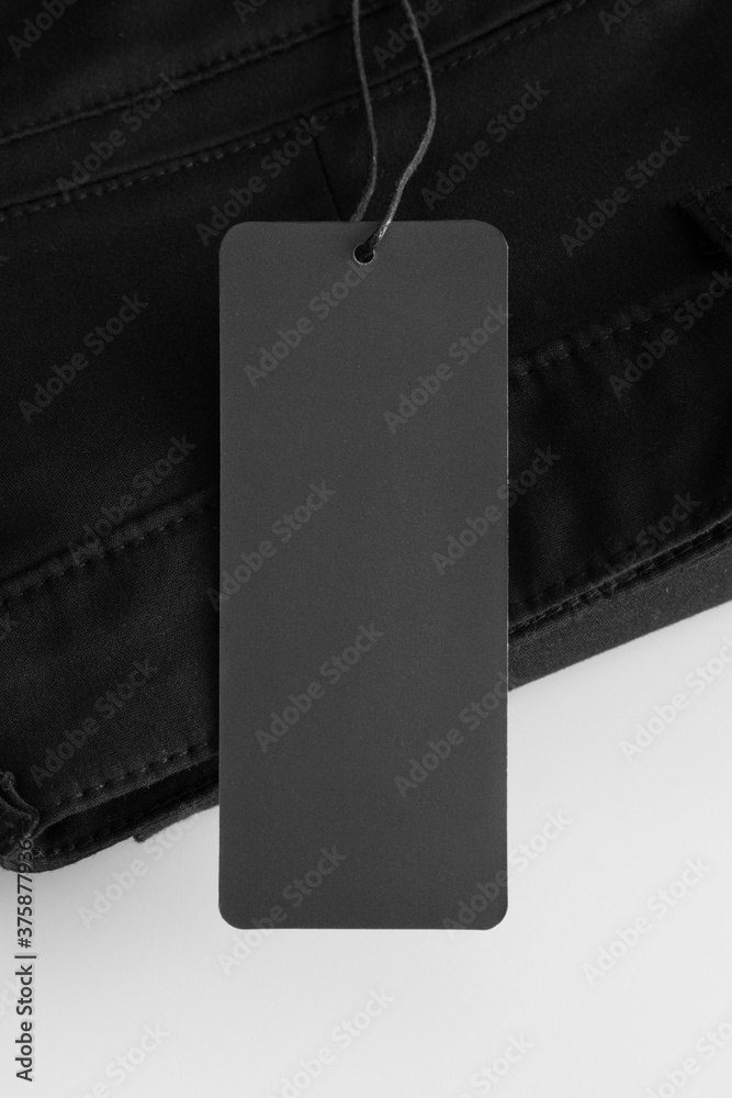 Canvas Prints Black tag mockup on a pants.