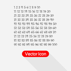 Set Of Numbers, Figures from 1 to 100 Icons Vector Illustration Eps 10