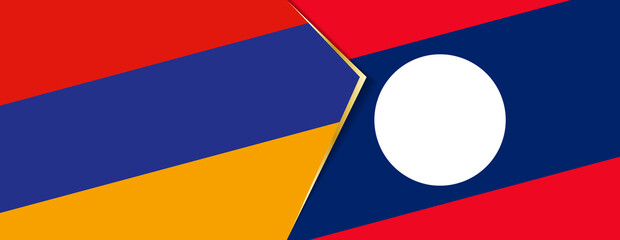 Armenia and Laos flags, two vector flags.