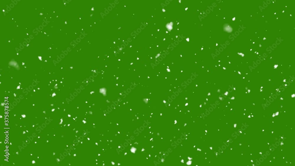 Wall mural Snow falling on green screen background