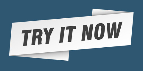 try it now banner template. ribbon label sign. sticker