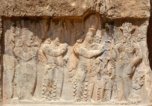 The investiture of Narseh (reigned 273-293 AD), relief  in Naqsh-E Rostam, Iran