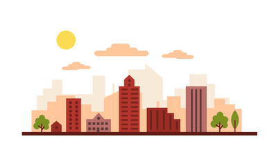 City street and  buildings vector illustration, a flat style design.