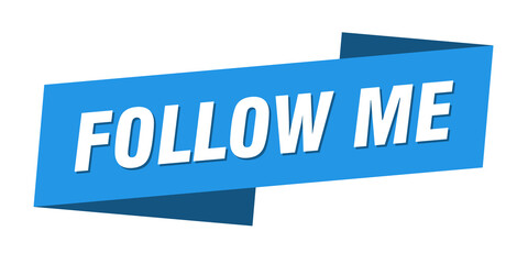 follow me banner template. ribbon label sign. sticker