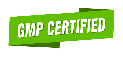 gmp certified banner template. ribbon label sign. sticker