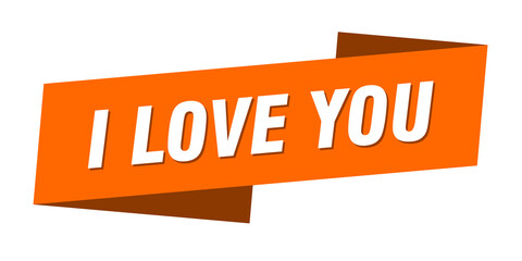 i love you banner template. ribbon label sign. sticker