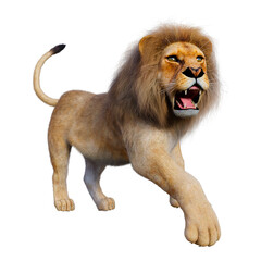 3D Rendering Male Lion on White