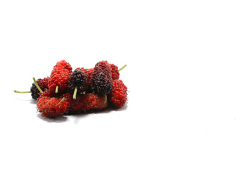 Mulberry fruit - On white background - Food Fruit - for health as a medicinal herb - Raising worms to produce silk.