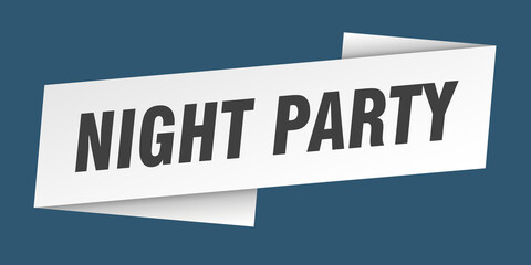 night party banner template. ribbon label sign. sticker