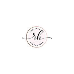 RH Initial handwriting logo template vector
