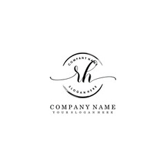 RH Initial handwriting logo template vector
