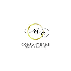 RI Initial handwriting logo template vector
