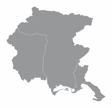 The Friuli-Venezia Giulia region map divided in provinces, Italy