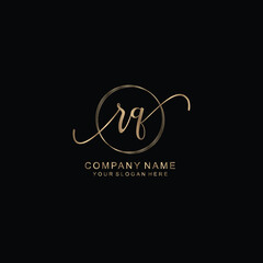 RQ Initial handwriting logo template vector