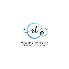 RT Initial handwriting logo template vector